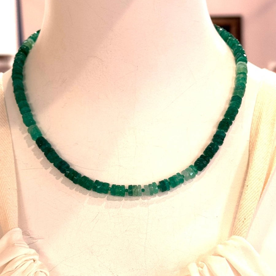Green Onyx Shaded Heishi Gemstones Short NecklaceBeth ZinkNECKLACES