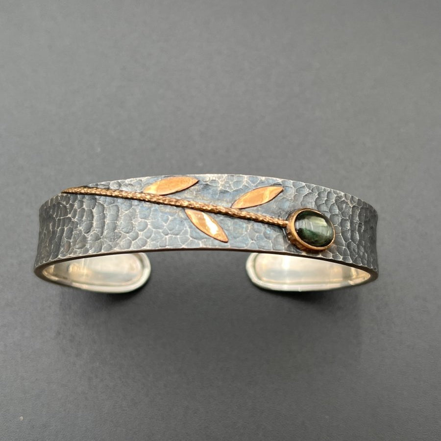 Green Tourmaline and Bronze Cuff - 1/2” tallBORABRACELET