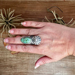 Green Turquoise Concho Ring – Size 9 – Navajo Handmade by Boyd AshleyThe Bijoux FAB Jewelryring