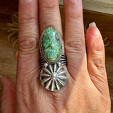 Green Turquoise Concho Ring – Size 9 – Navajo Handmade by Boyd AshleyThe Bijoux FAB Jewelryring