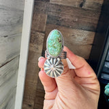 Green Turquoise Concho Ring – Size 9 – Navajo Handmade by Boyd AshleyThe Bijoux FAB Jewelryring