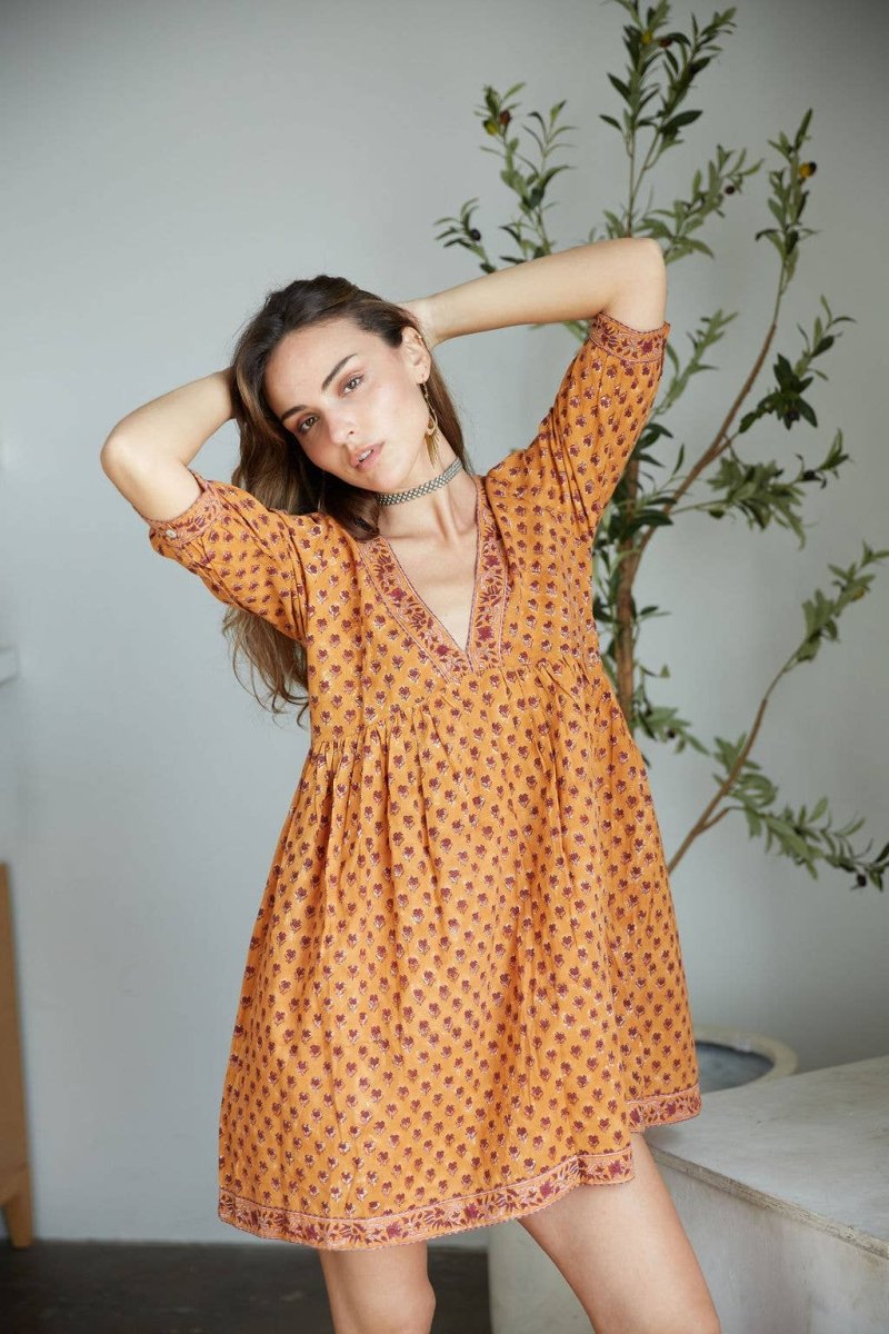 Hand - Block Printed Cotton Dress – Jaipur Artisan Print - CayenneThe Fox and The MermaidDRESS