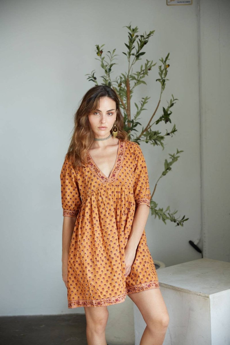 Hand - Block Printed Cotton Dress – Jaipur Artisan Print - CayenneThe Fox and The MermaidDRESS