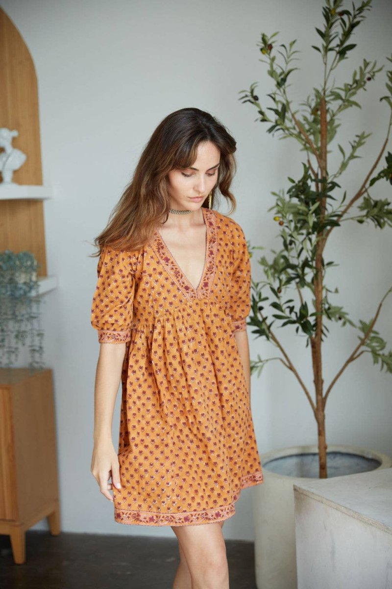 Hand - Block Printed Cotton Dress – Jaipur Artisan Print - CayenneThe Fox and The MermaidDRESS