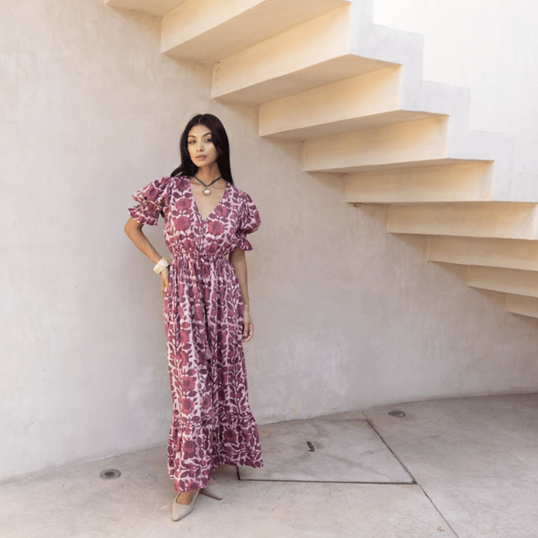 Hand - Block Printed Cotton Maxi Dress – Jaipur Dabu PrintThe Fox and The MermaidDRESS