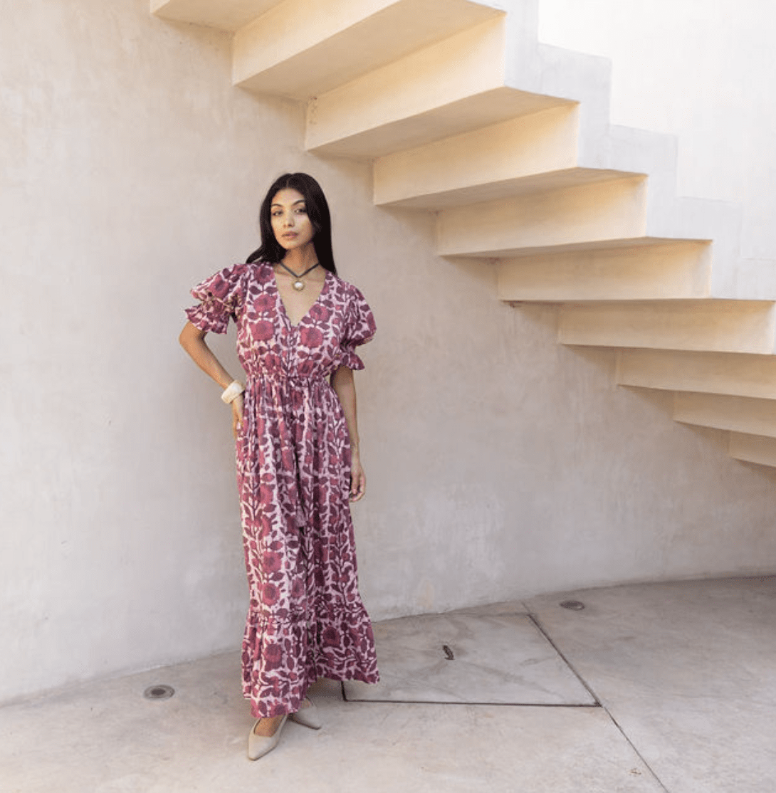 Hand - Block Printed Cotton Maxi Dress – Jaipur Dabu PrintThe Fox and The MermaidDRESS
