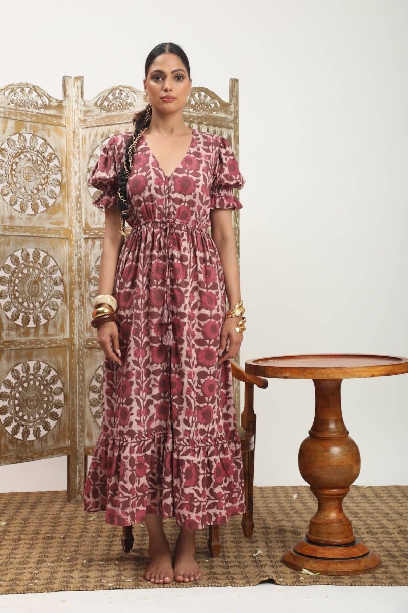 Hand - Block Printed Cotton Maxi Dress – Jaipur Dabu PrintThe Fox and The MermaidDRESS