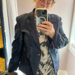 Hand Dyed Linen Distressed Blazer - Double Dyed Blue Denim/NavyImp of the Perversejacket