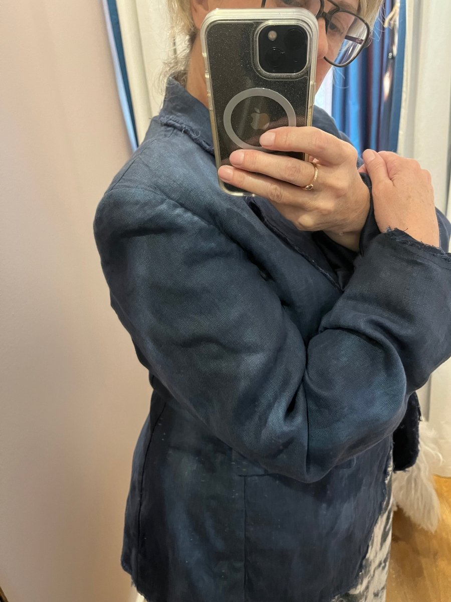 Hand Dyed Linen Distressed Blazer - Double Dyed Blue Denim/NavyImp of the Perversejacket