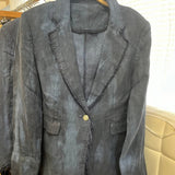 Hand Dyed Linen Distressed Blazer - Double Dyed Blue Denim/NavyImp of the Perversejacket