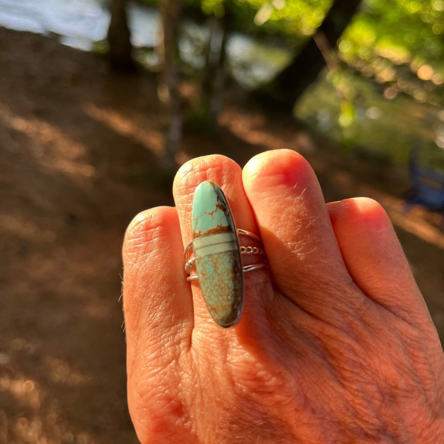 Harold Smith Sterling Silver Turquoise Inlay Ring – Size 8.5ZiabirdACCESS