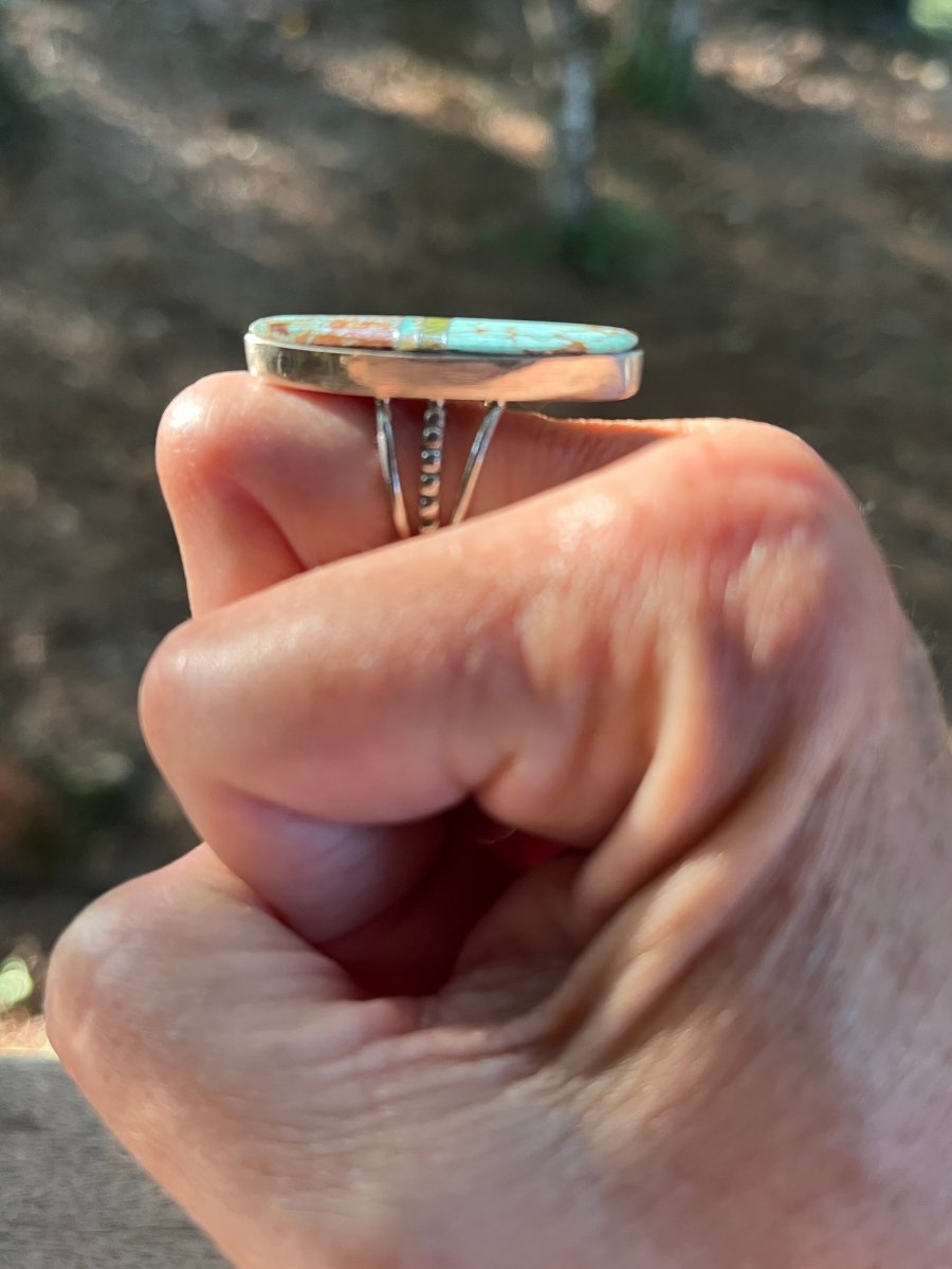 Harold Smith Sterling Silver Turquoise Inlay Ring – Size 9ZiabirdACCESS