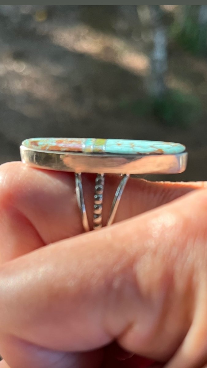 Harold Smith Sterling Silver Turquoise Inlay Ring – Size 9ZiabirdACCESS