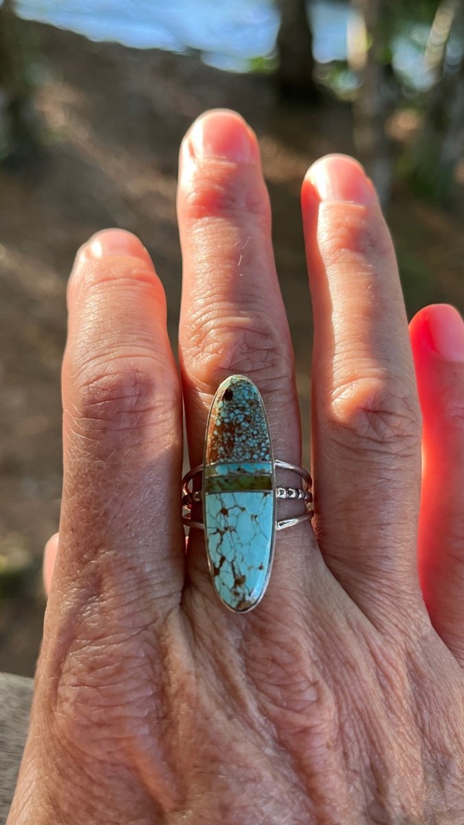 Harold Smith Sterling Silver Turquoise Inlay Ring – Size 9ZiabirdACCESS