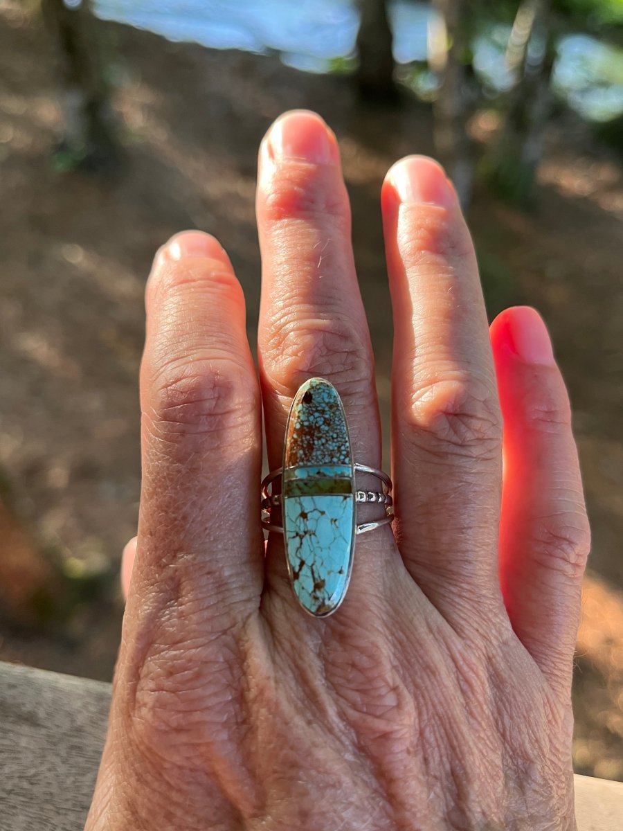 Harold Smith Sterling Silver Turquoise Inlay Ring – Size 9ZiabirdACCESS