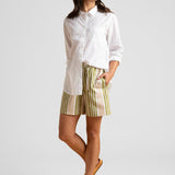 Shore Shorts - Mixed Up Stripe - Baked Clay & Olive Oil