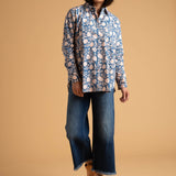Good Boyfriend Shirt - Floral Escape True Navy & Neon Peach