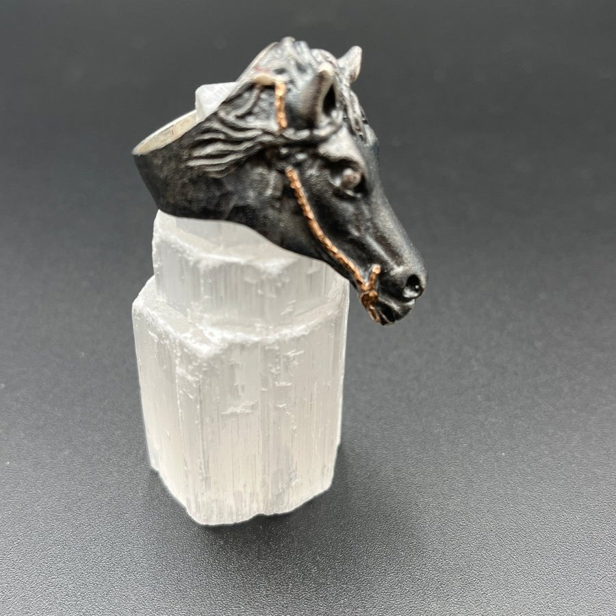 Horse Head Statement Ring - Oxidized Sterling SilverBORARINGS