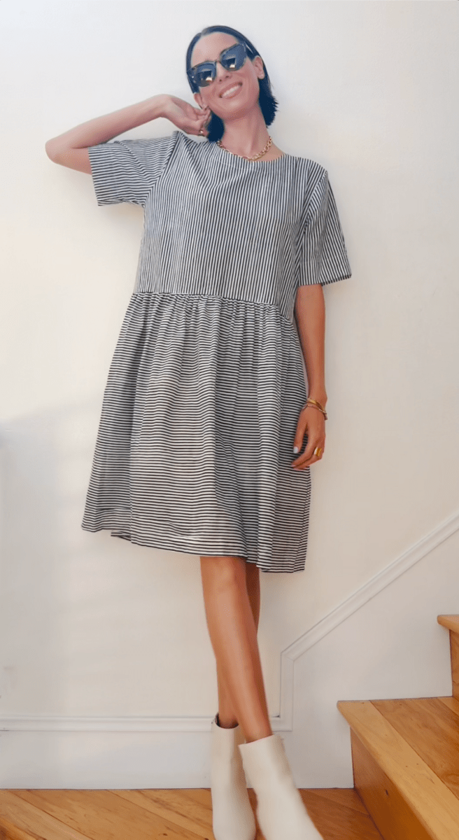 Hudson Dress - Menswear Stripe BlackAnd For GoodDresses
