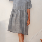 Hudson Dress - Menswear Stripe BlackAnd For GoodDresses
