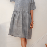 Hudson Dress - Menswear Stripe BlackAnd For GoodDresses