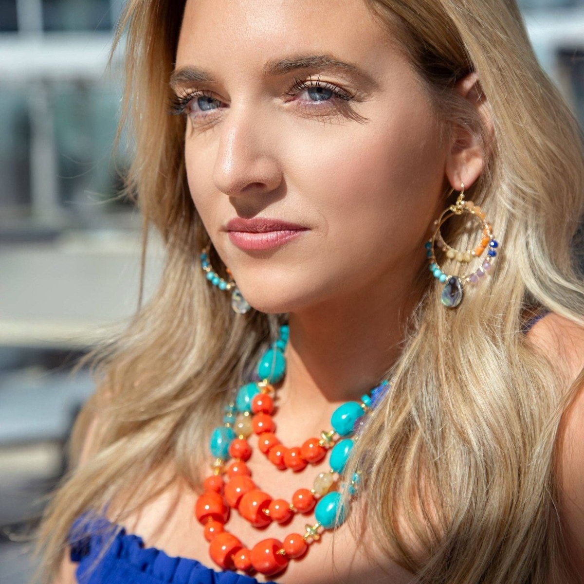 Kaleidoscope Multistone Golden Chandelier EarringsBarse JewelryEARRINGS