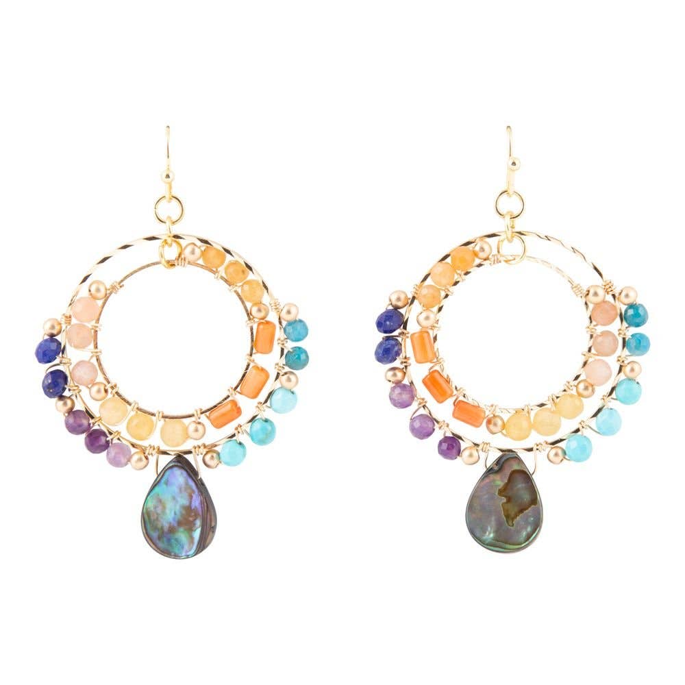Kaleidoscope Multistone Golden Chandelier EarringsBarse JewelryEARRINGS