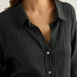 Kaya Boyfriend Shirt - CharcoalThe HandloomTop