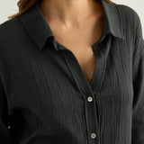 Kaya Boyfriend Shirt - CharcoalThe HandloomTop