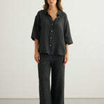 Kaya Boyfriend Shirt - CharcoalThe HandloomTop