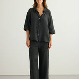 Kaya Boyfriend Shirt - CharcoalThe HandloomTop
