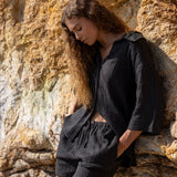 Kaya Boyfriend Shirt - CharcoalThe HandloomTop