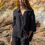 Kaya Boyfriend Shirt - CharcoalThe HandloomTop