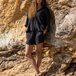 Kaya Boyfriend Shirt - CharcoalThe HandloomTop