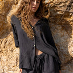Kaya Boyfriend Shirt - CharcoalThe HandloomTop