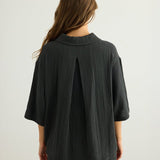 Kaya Boyfriend Shirt - CharcoalThe HandloomTop