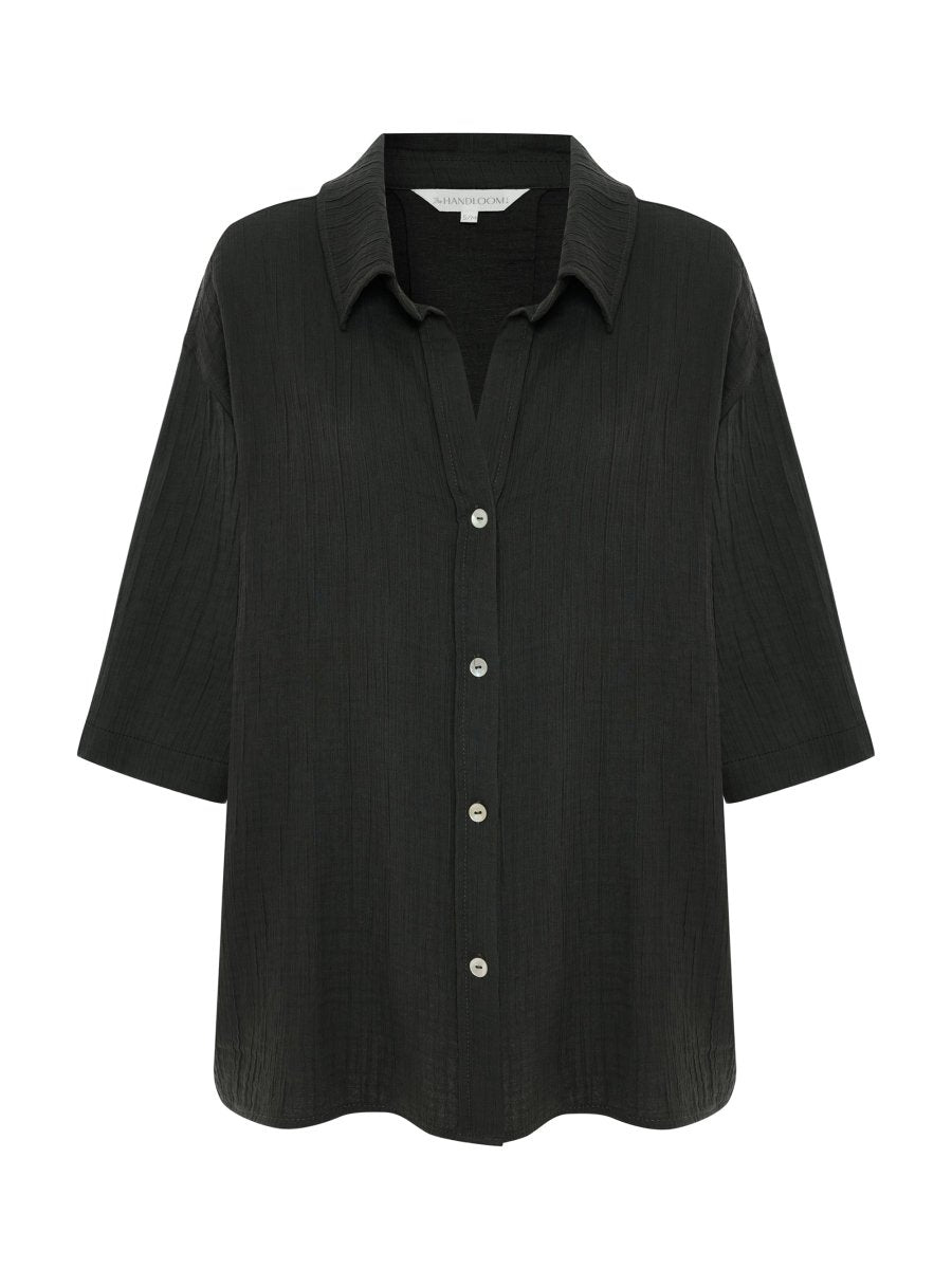 Kaya Boyfriend Shirt - CharcoalThe HandloomTop