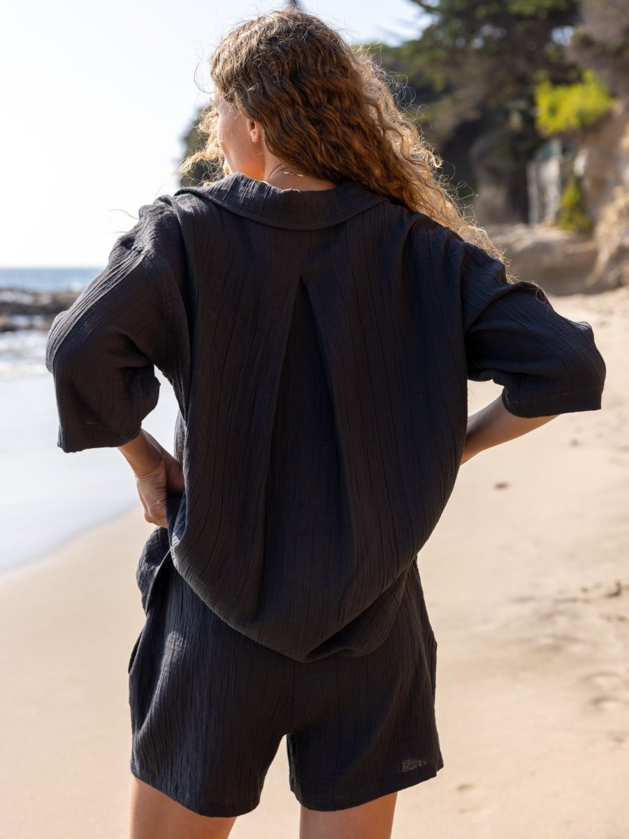 Kaya Boyfriend Shirt - CharcoalThe HandloomTop
