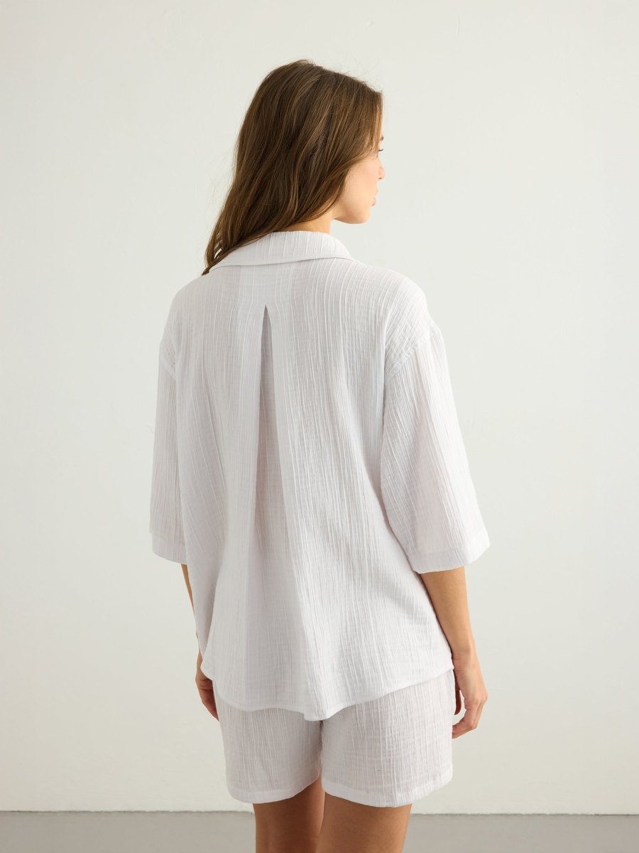Kaya Boyfriend Shirt - WhiteThe HandloomTop