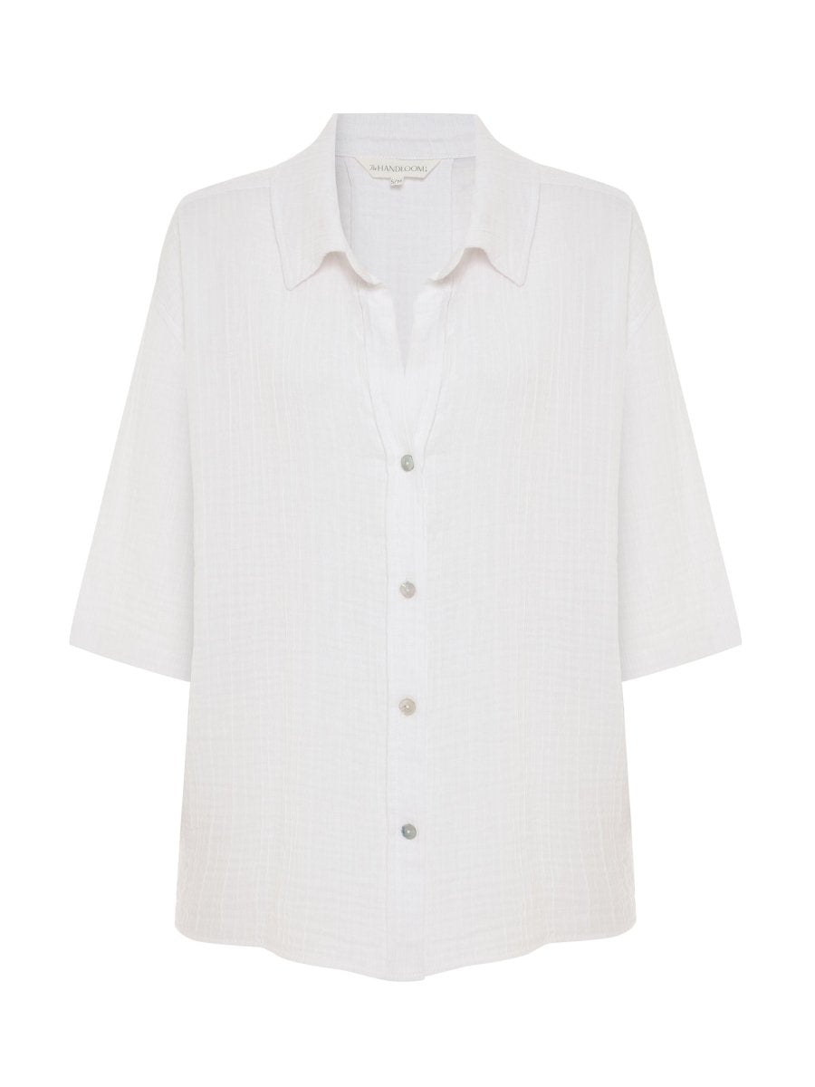 Kaya Boyfriend Shirt - WhiteThe HandloomTop