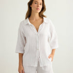 Kaya Boyfriend Shirt - WhiteThe HandloomTop