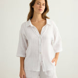 Kaya Boyfriend Shirt - WhiteThe HandloomTop