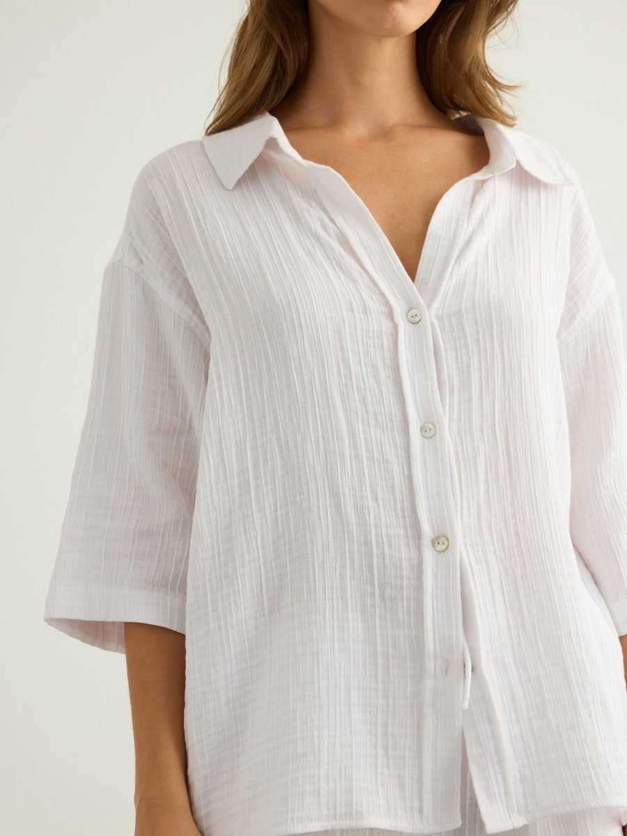 Kaya Boyfriend Shirt - WhiteThe HandloomTop