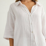 Kaya Boyfriend Shirt - WhiteThe HandloomTop