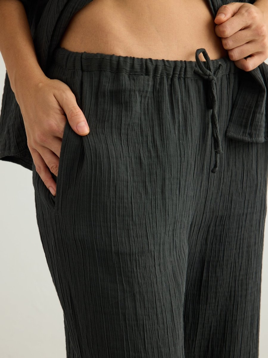 Kaya Drawstring Pants - CharcoalThe HandloomPants