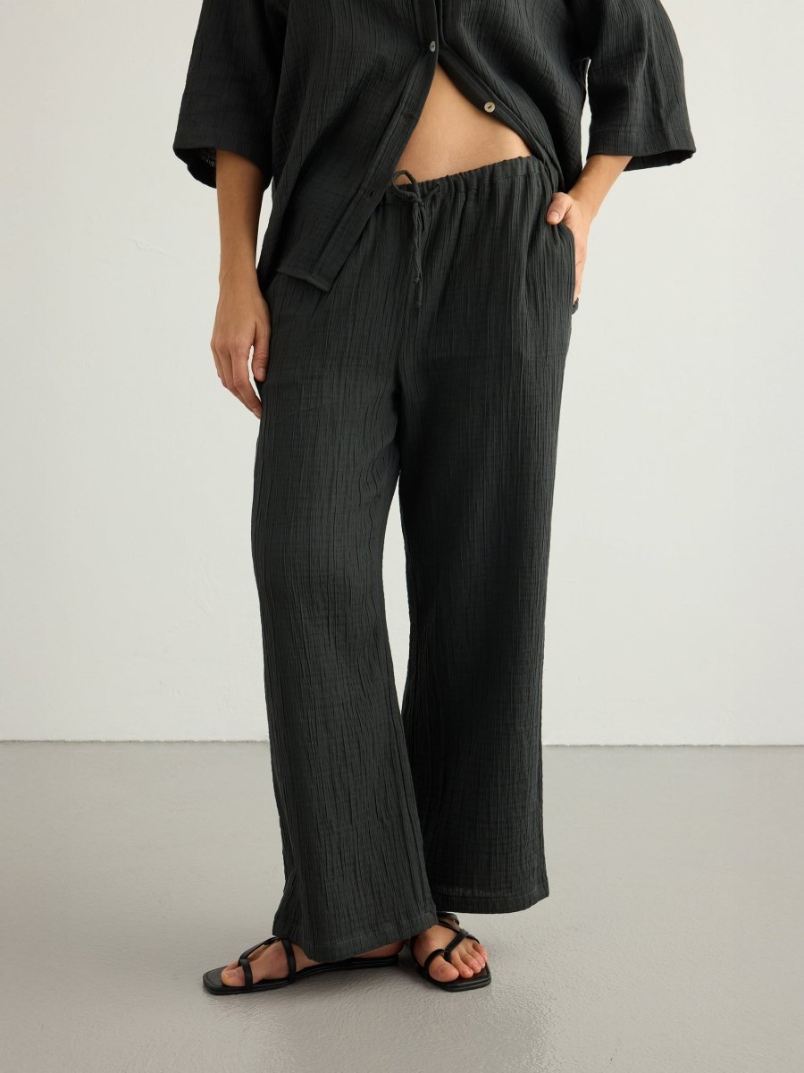 Kaya Drawstring Pants - CharcoalThe HandloomPants