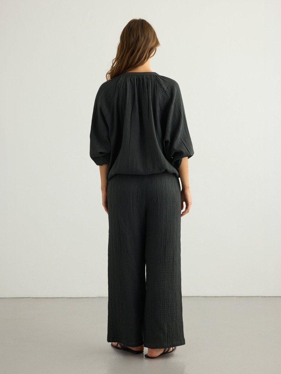Kaya Drawstring Pants - CharcoalThe HandloomPants