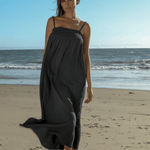 Kaya Smocked Maxi Dress - CharcoalThe HandloomDress