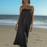 Kaya Smocked Maxi Dress - CharcoalThe HandloomDress