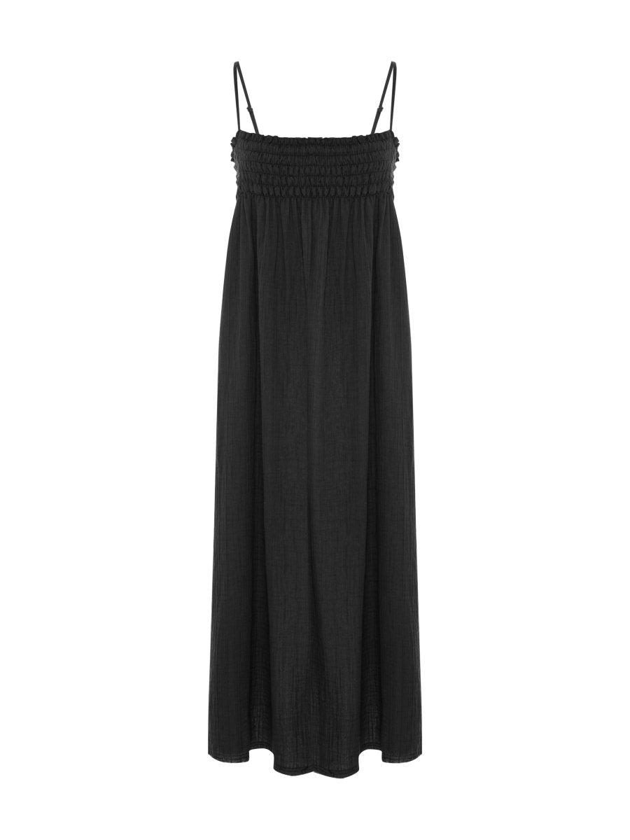 Kaya Smocked Maxi Dress - CharcoalThe HandloomDress